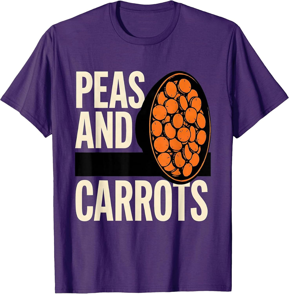 Men's Peas and Carrots Stencil Graphic Bootleg 90's Rap Vintage T-Shirt - Purple