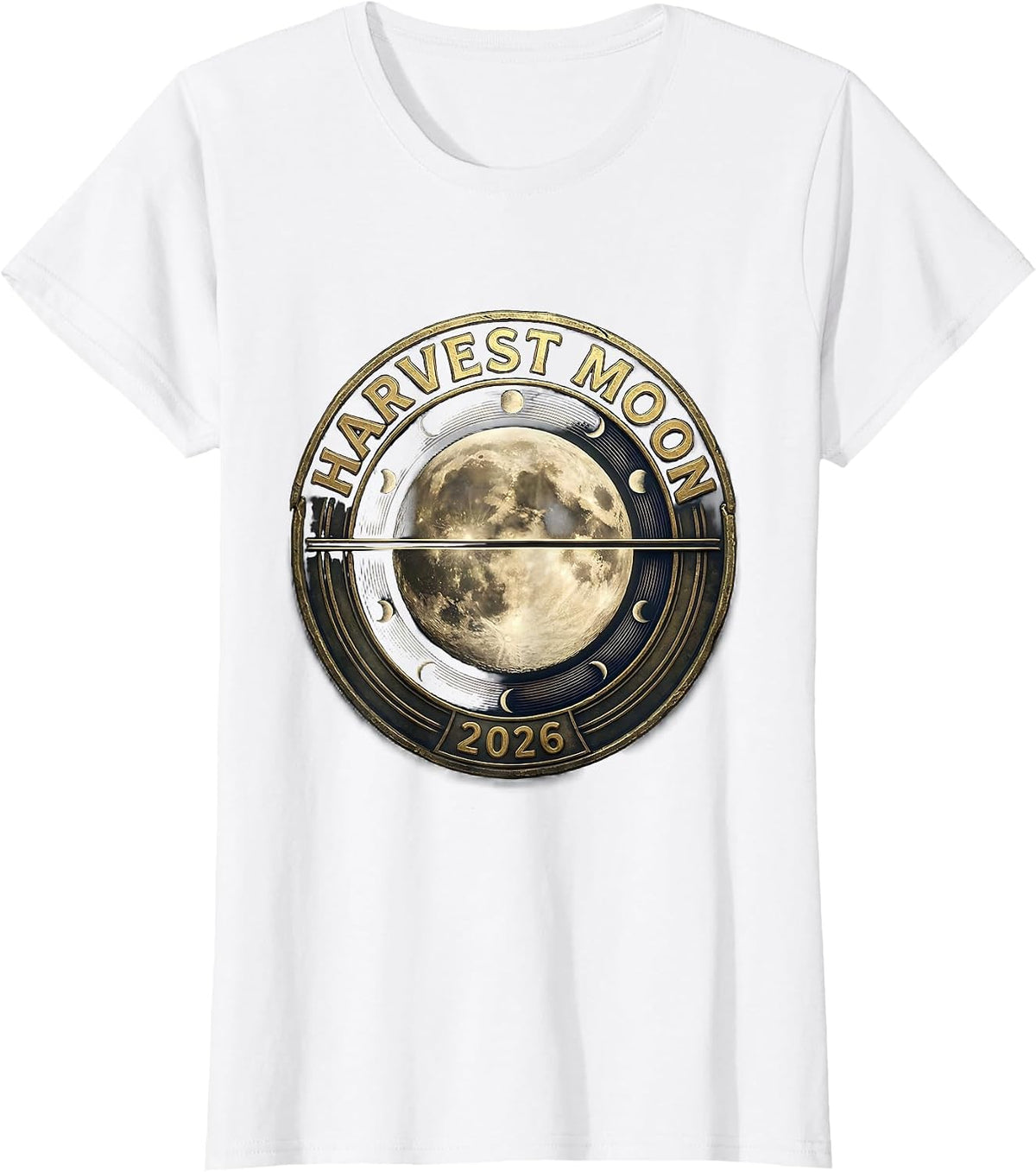 Women's Harvest Moon 2026 Celestial Astrology Astronomy Enthusiast T-Shirt - White