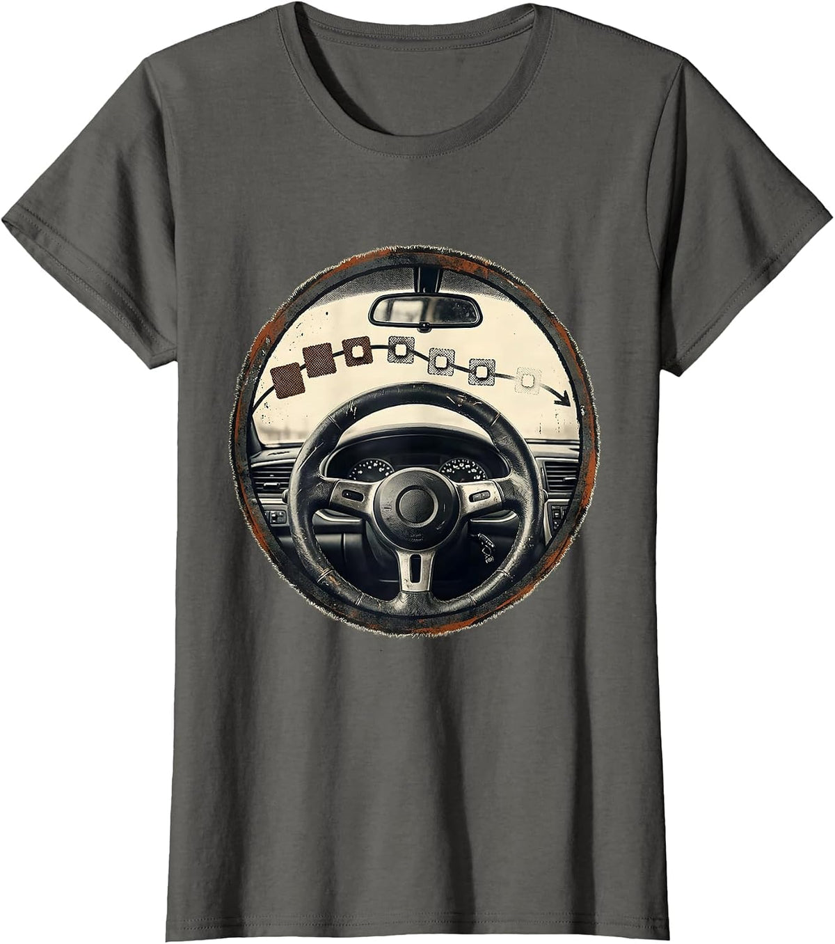Women's School Bus Driver Distressed Appreciation Gift T-Shirt - Asphalt Grey