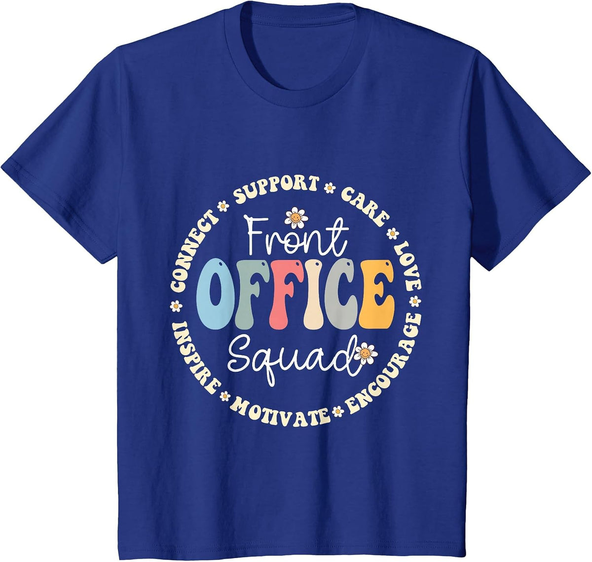 Retro School Secretary Admin Appreciation Front Office Squad Tees T-Shirts - Royal Blue
