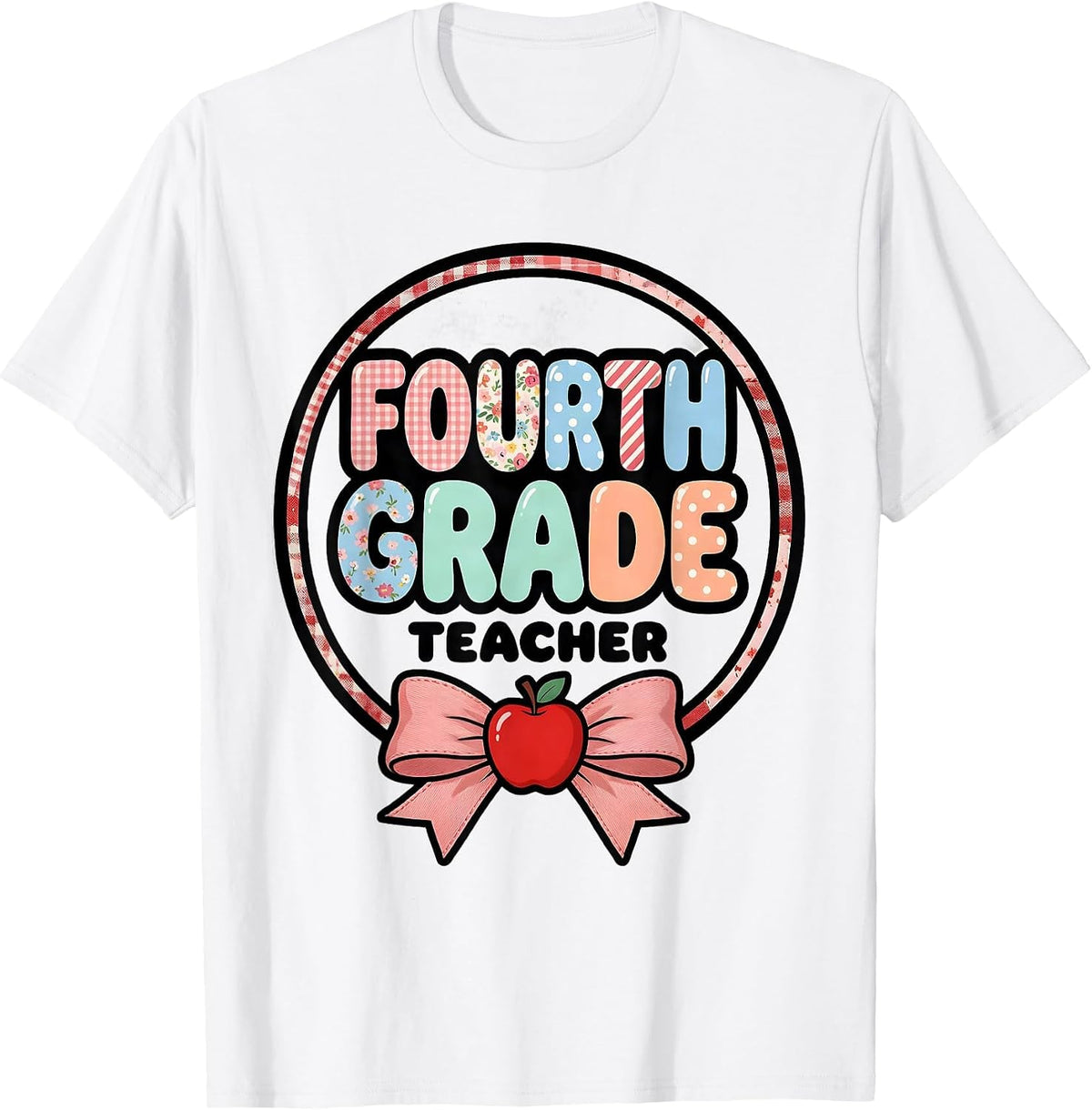 Men's Fourth Grade Teacher Coquette Bow Back To School Preppy T-Shirt - White