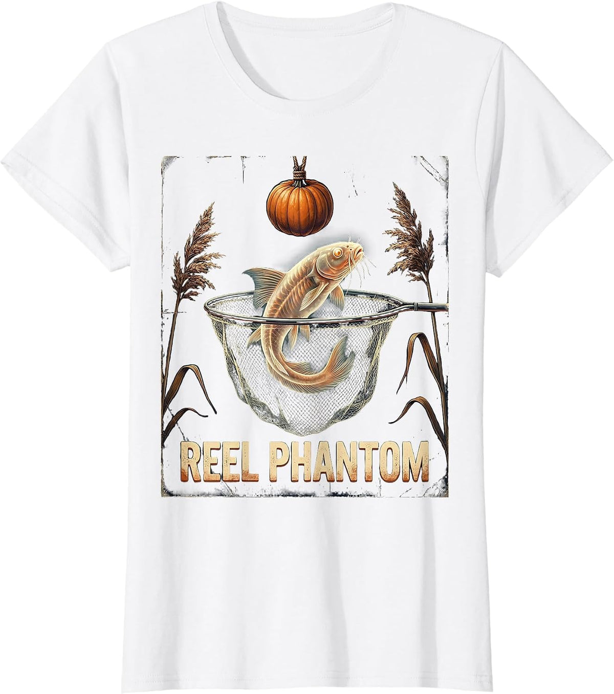 Women's Reel Phantom Vintage Halloween Fishing Ghost Fisherman Men T-Shirt - White