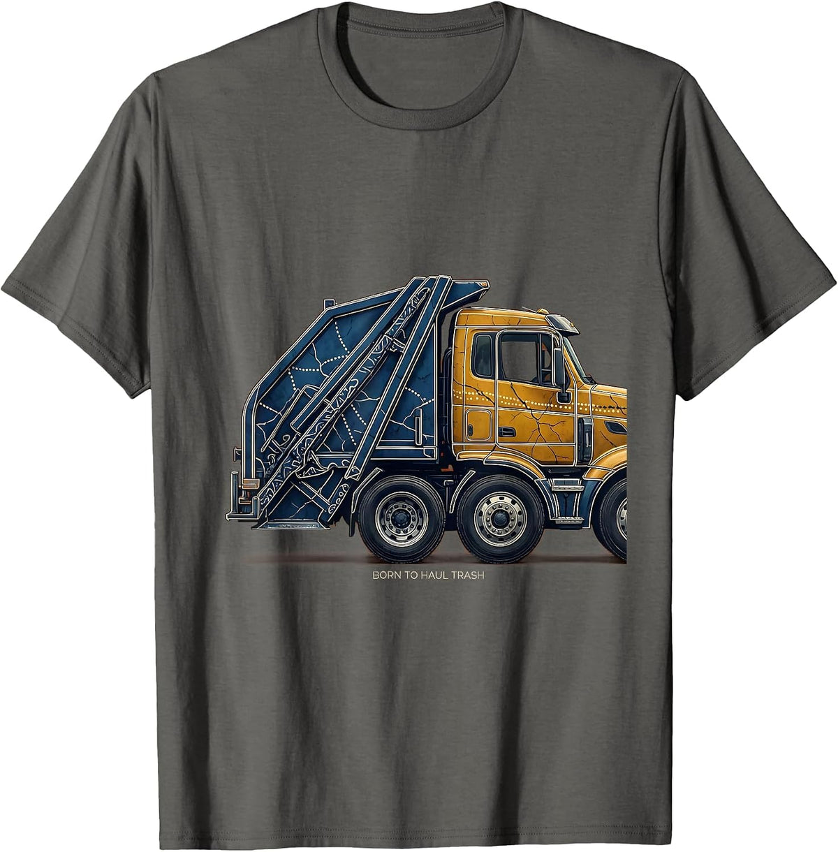 Men's Born to Haul Trash Trash Truck Design T-Shirt - Asphalt Grey