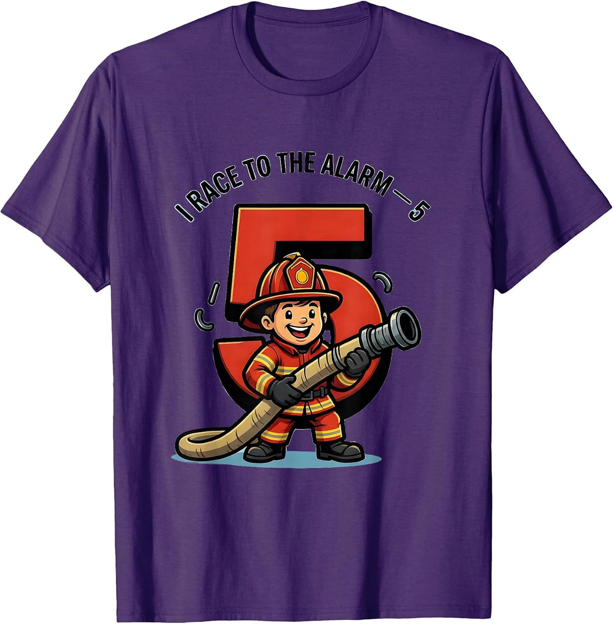 Men's I Race To The Alarm — 5 Firefighter Toddler Boy 5th Birthday T-Shirt - Purple