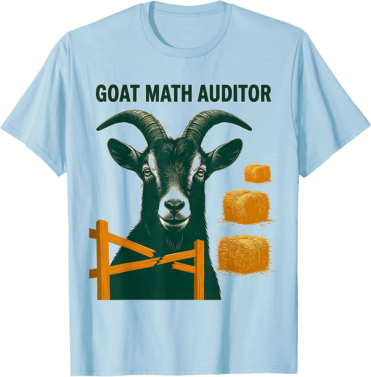 Men's Goat Math Auditor Funny Goat Owner Farmer Humor T-Shirt - Baby Blue