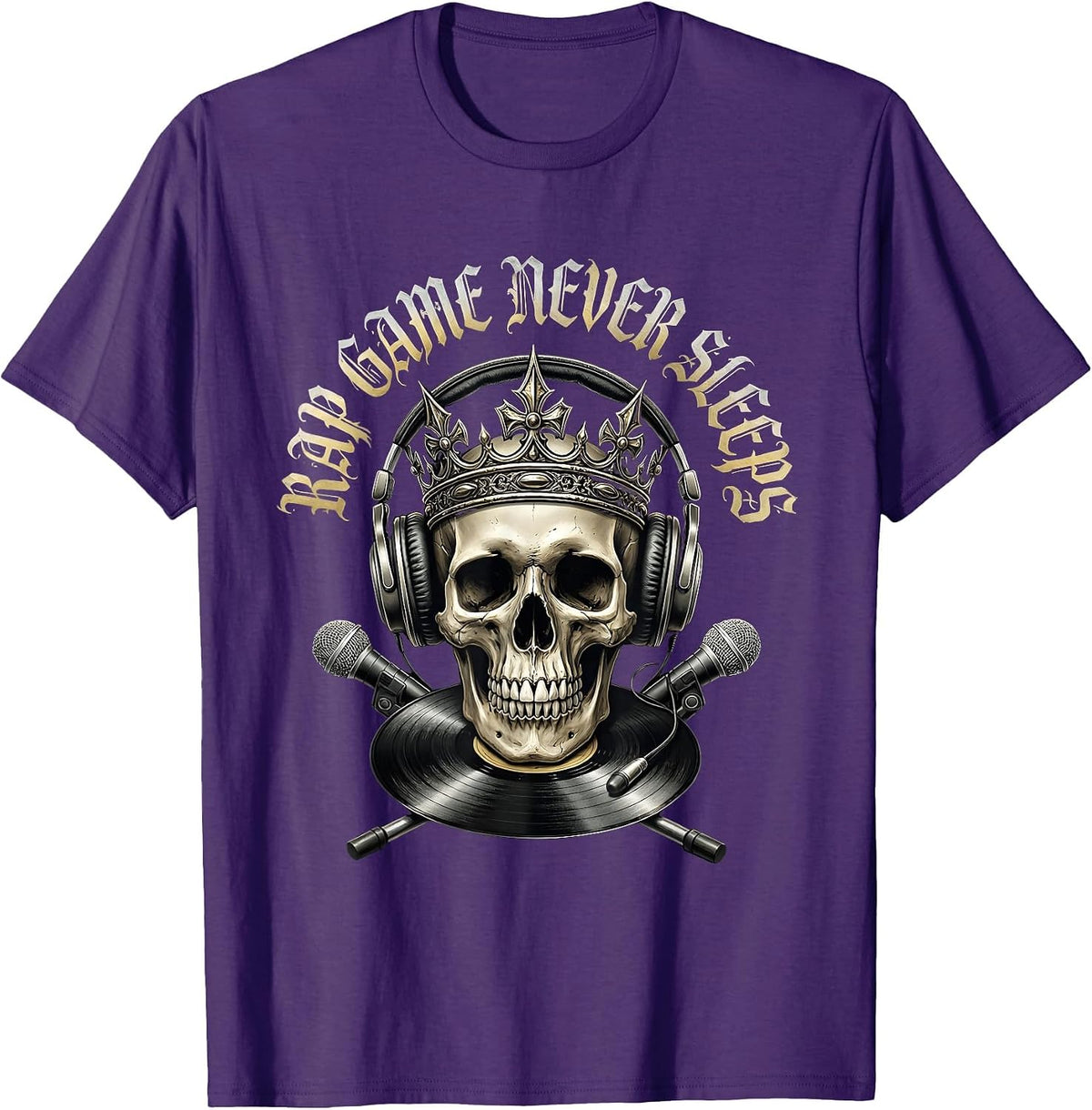 Rap Game Never Sleeps Hip Hop Men's Design T-Shirt - Purple