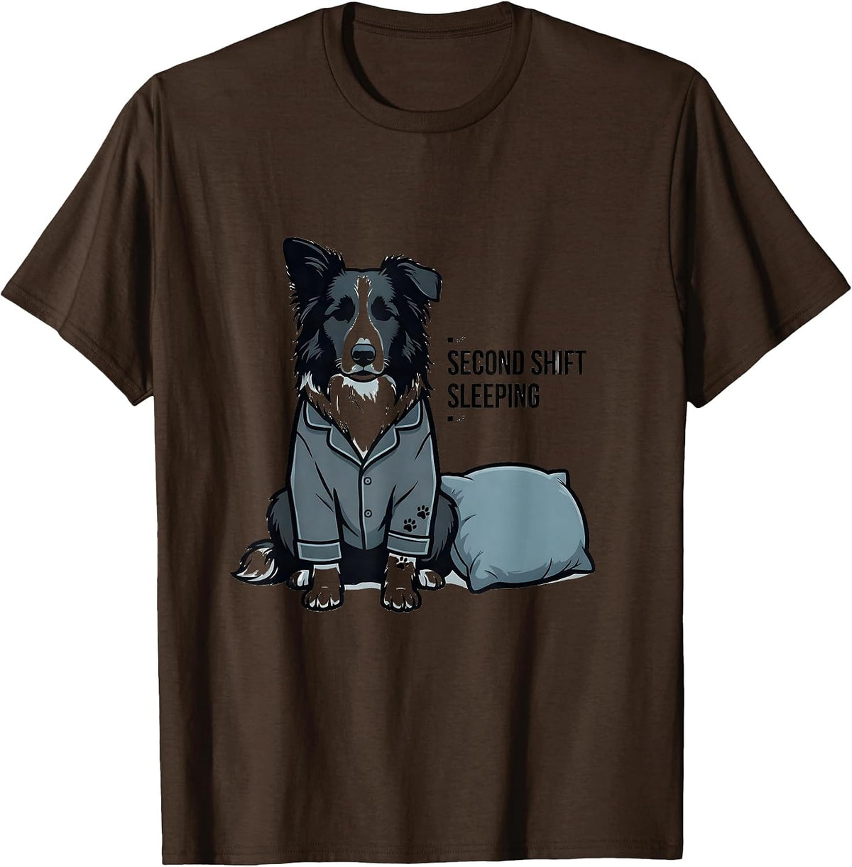 Men's Second Shift Sleeping Minimalist Border Collie Pajama T-Shirt - Brown