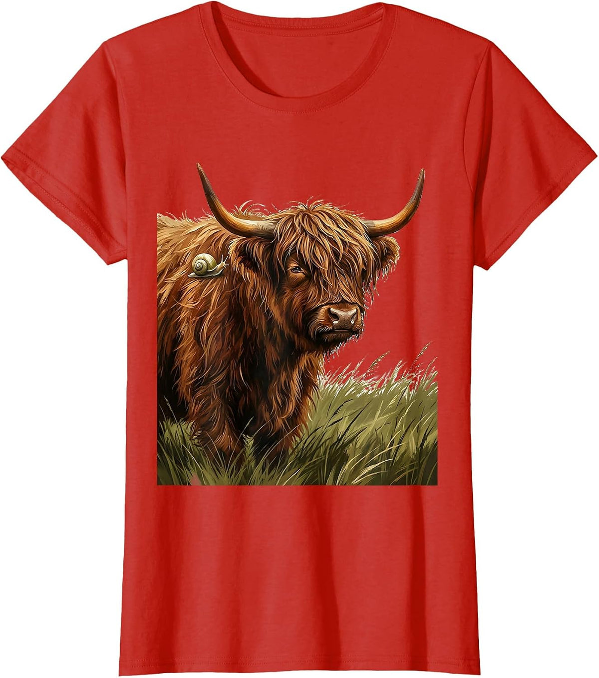 Highland Cow Cute Scottish Shaggy Cow Humor T-Shirt - Red