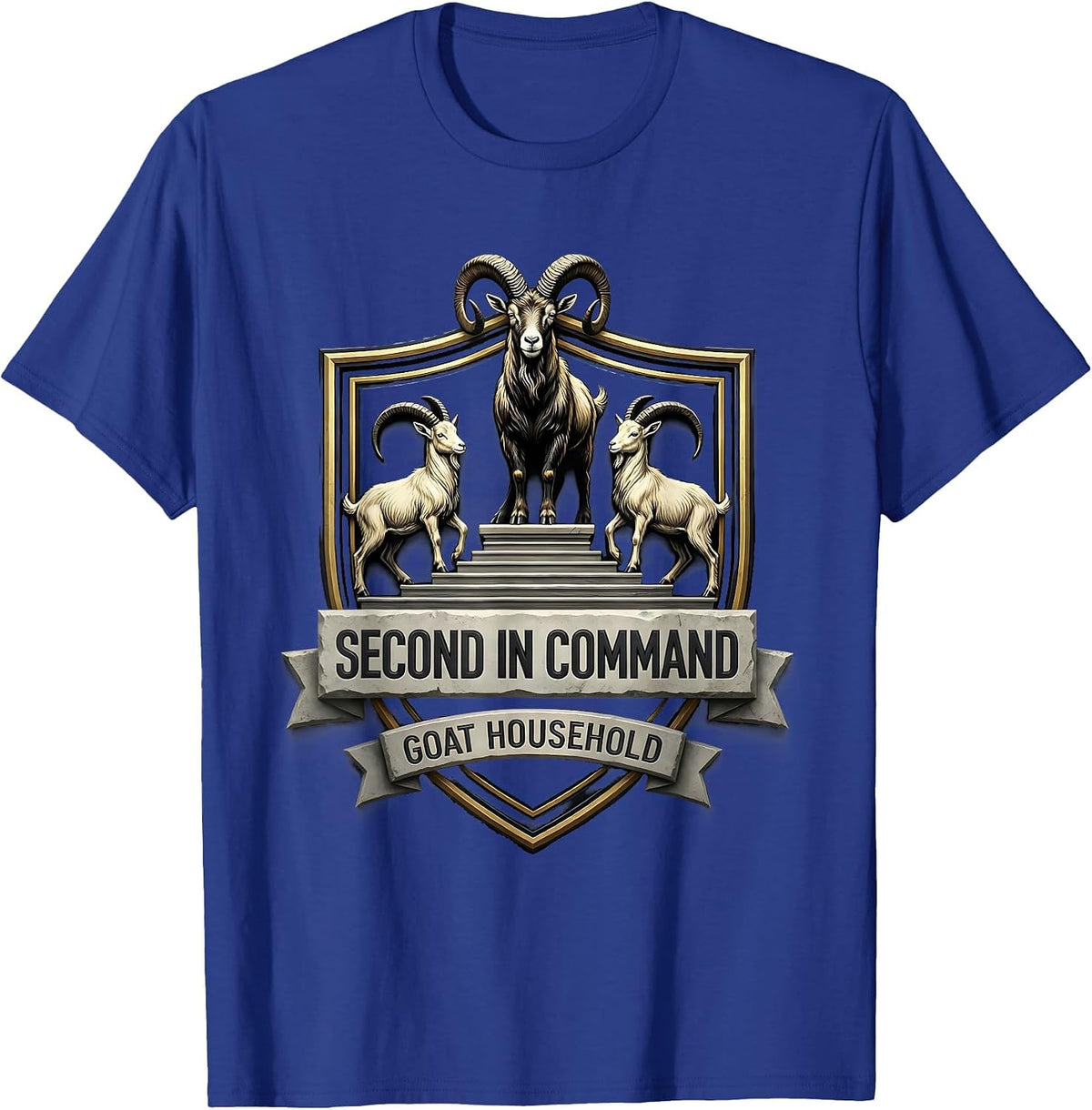 Second In Command Goat Household Funny Goat Lover Farmer T-Shirt - Royal Blue