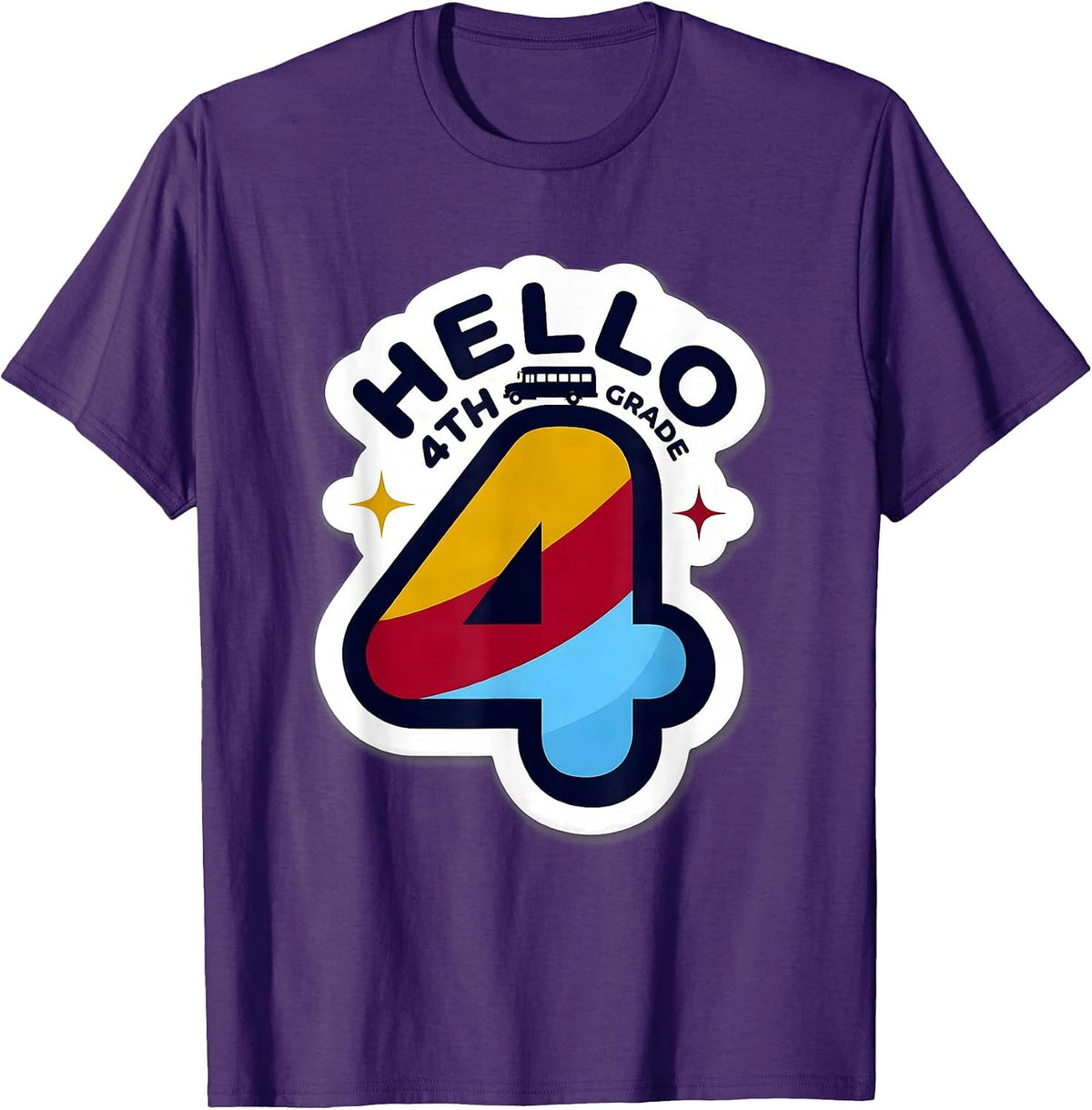 Hello 4th Grade Playful Back To School Fourth Grade Teacher T-Shirt - Purple