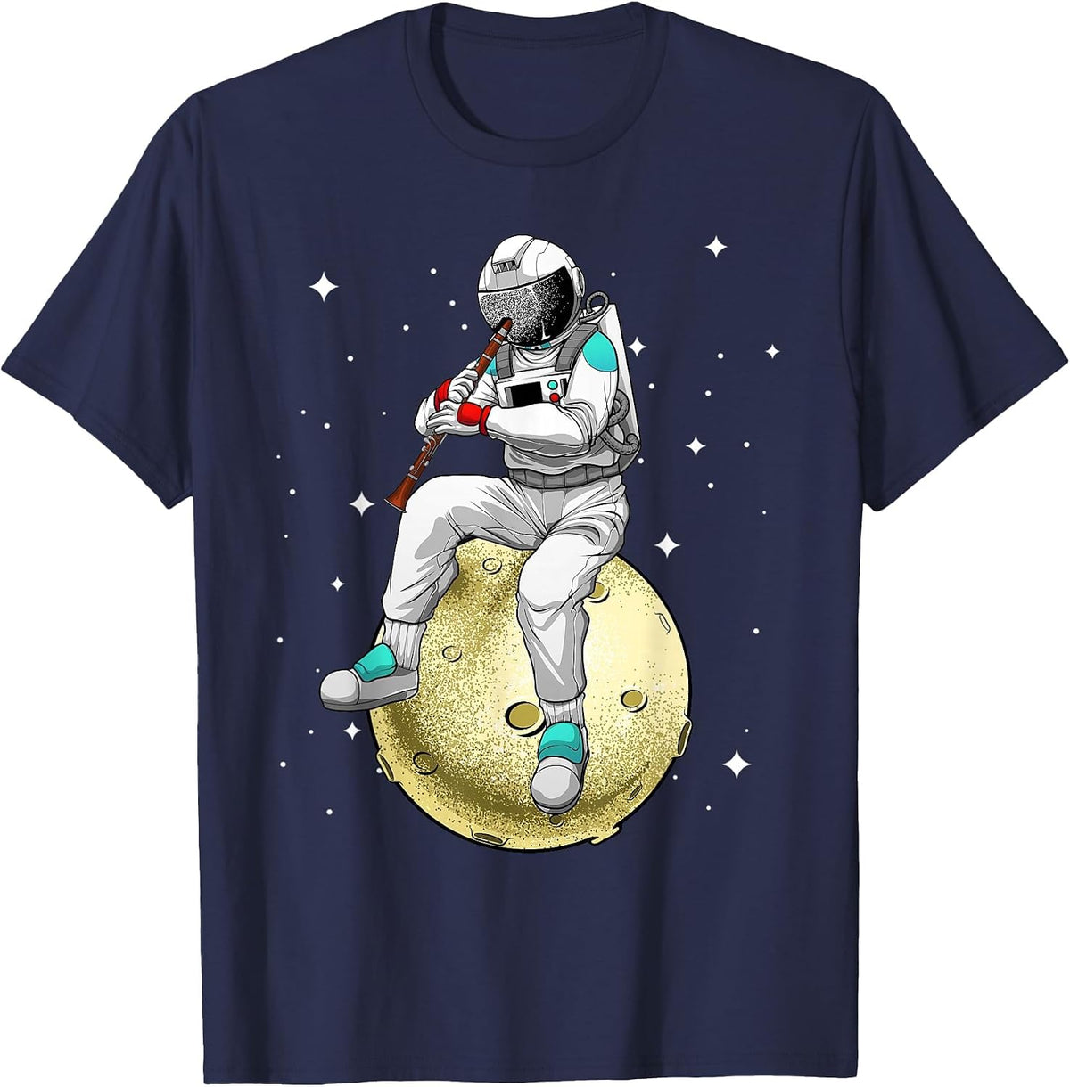 Clarinet Art for Men Women Marching Band Clarinet Player T-Shirt - Navy Blue
