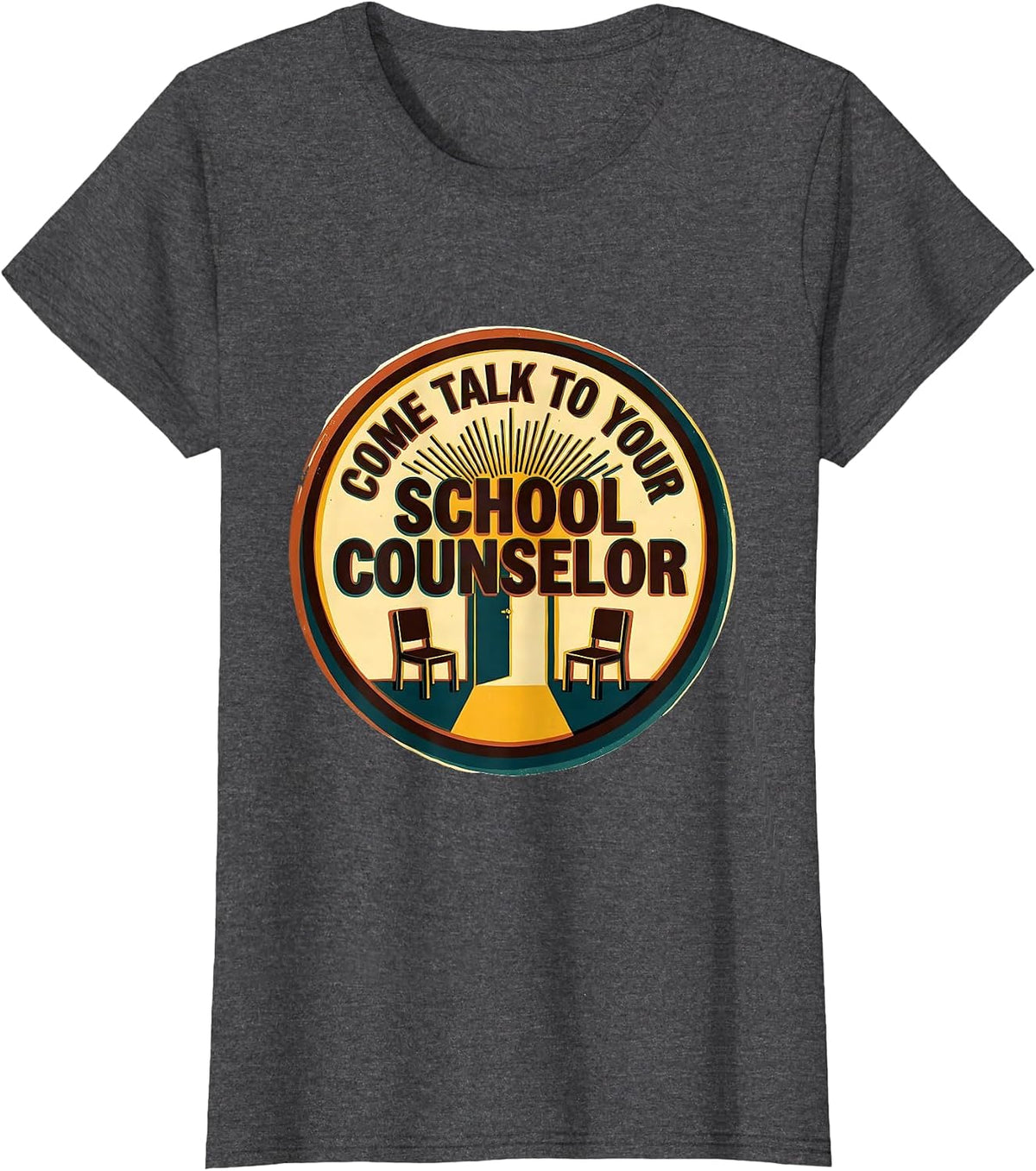 Women's Come Talk To Your School Counselor Groovy Retro Humor T-Shirt - Dark Heather Grey
