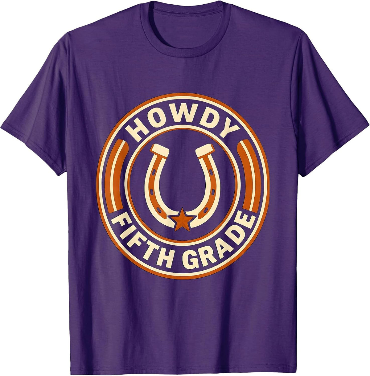 Men's Howdy Fifth Grade Western Cowgirl Teacher Back To School T-Shirt - Purple