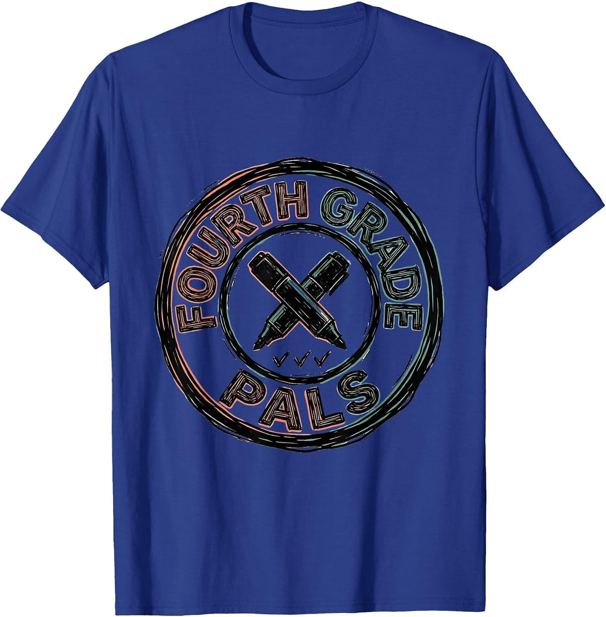 Fourth Grade Pals Playful Back to School Student Teacher T-Shirt - Royal Blue