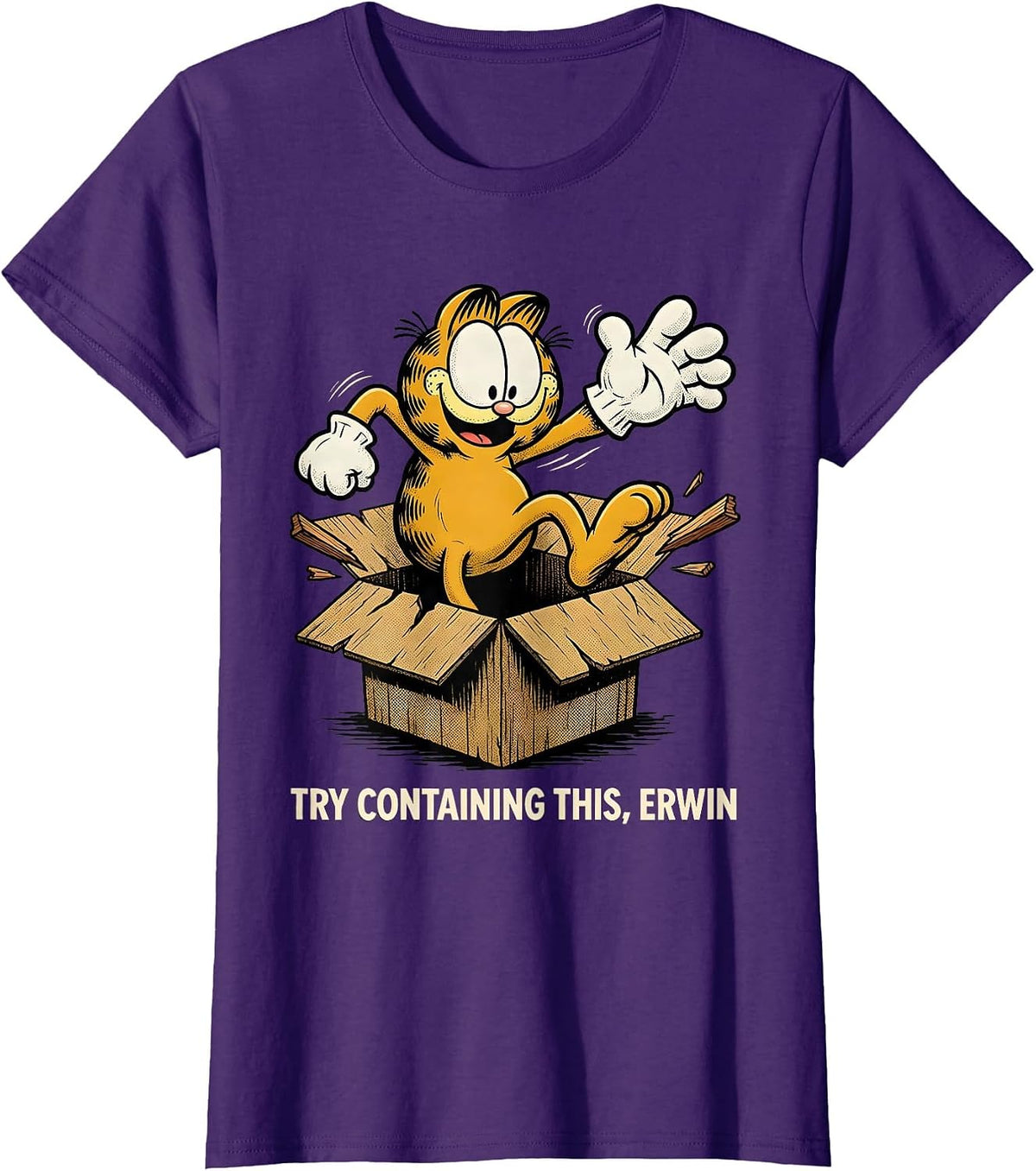 Women's Try Containing This, Erwin Retro Cartoon Quantum Physics T-Shirt - Purple
