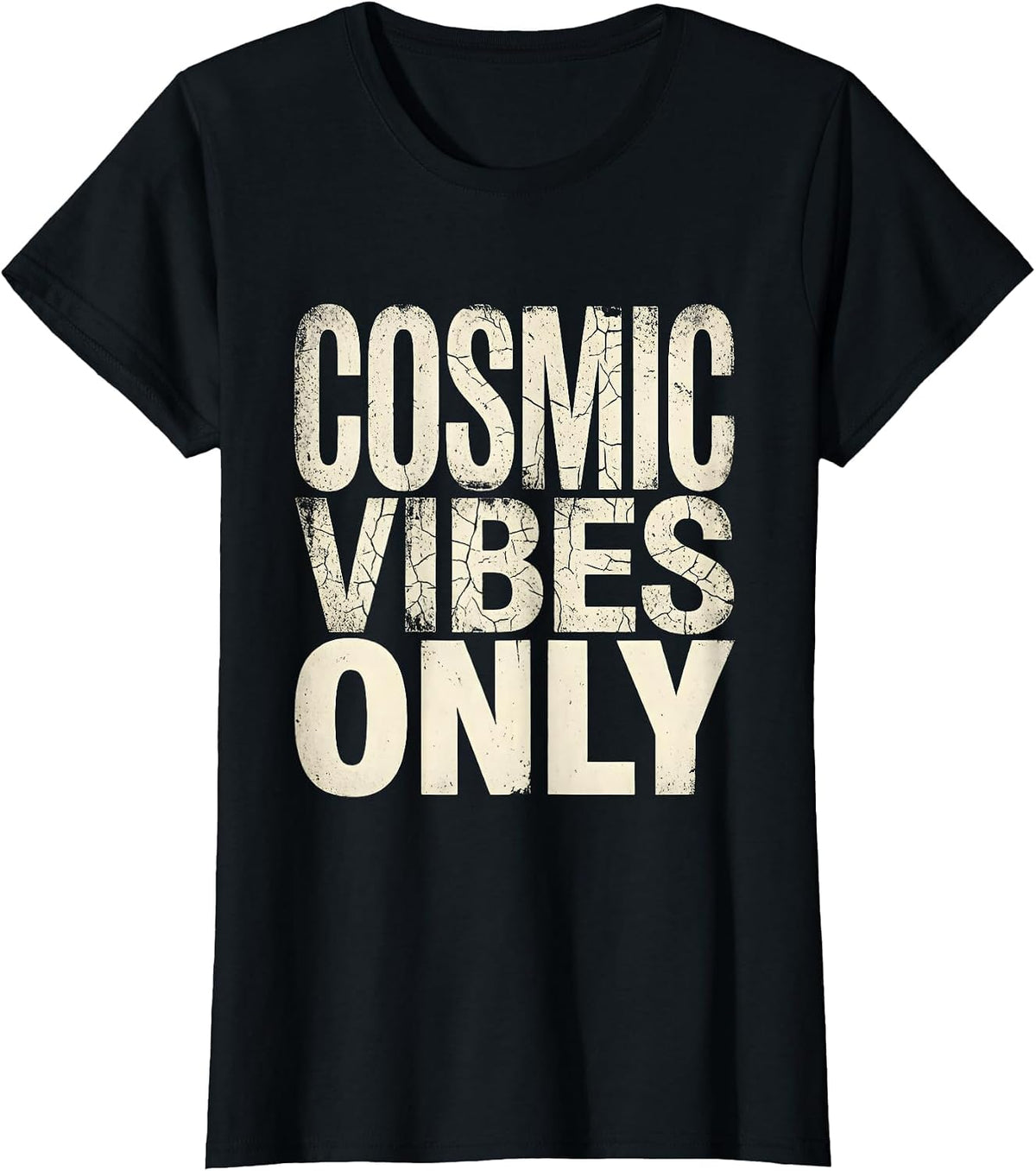 Cosmic Vibes Only Galaxy Space Design T-Shirt - Black