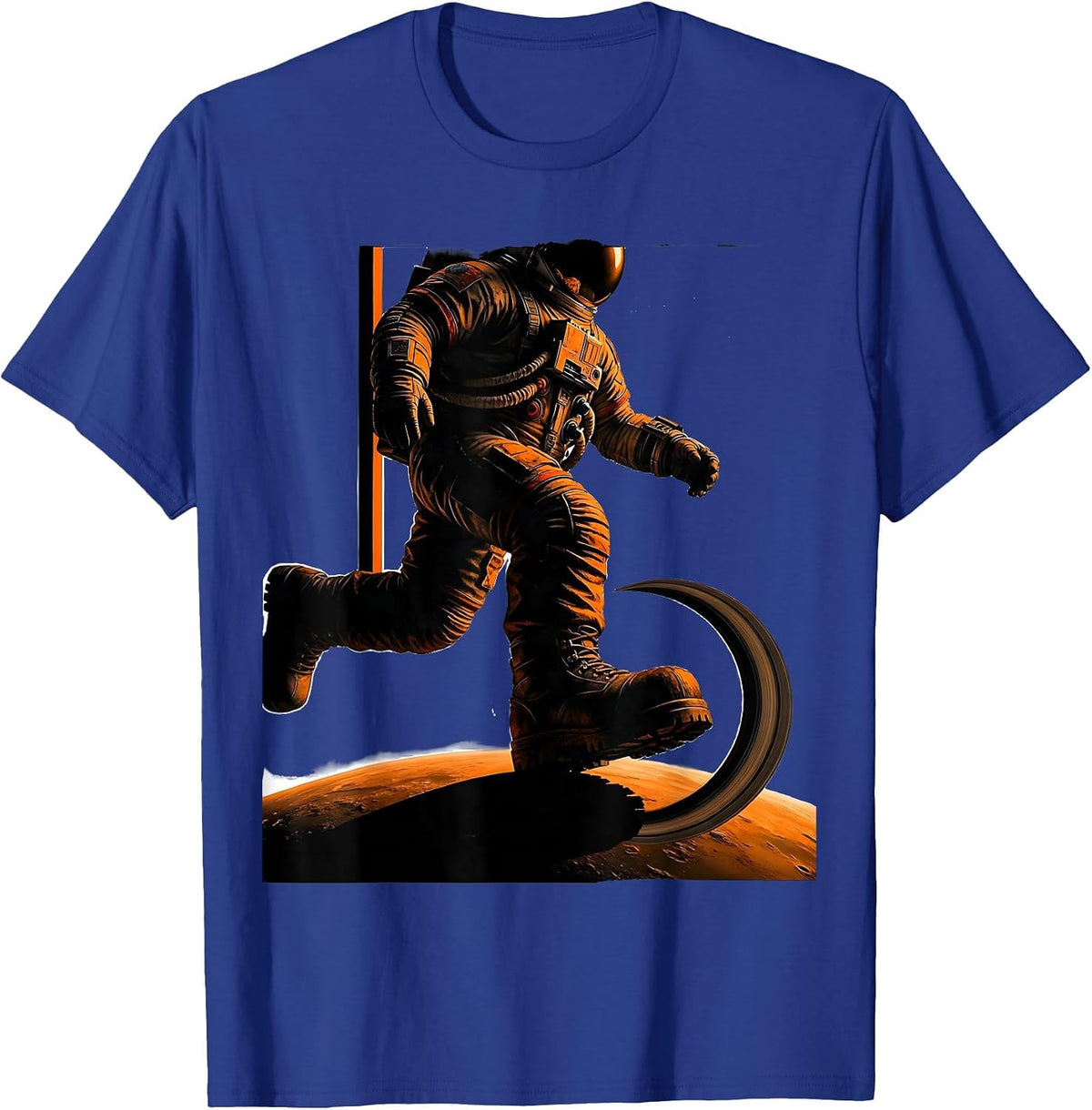 Astronaut Stepping Onto a Glowing Unexplored Planet T-Shirt - Royal Blue