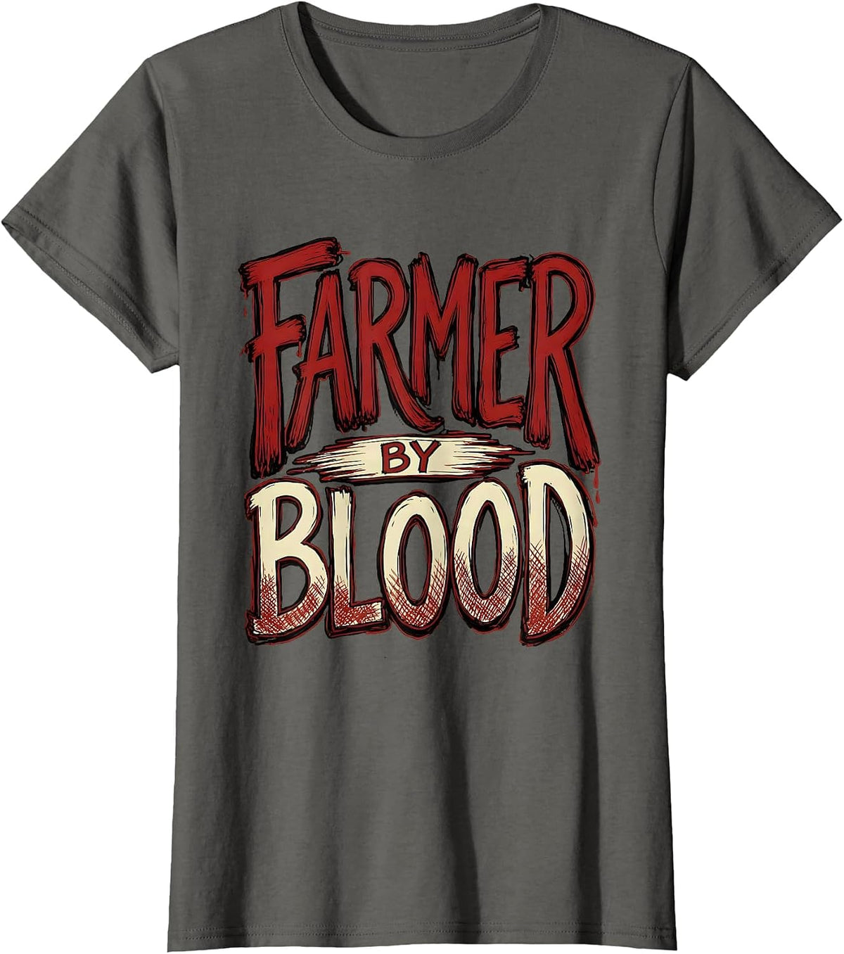 Women's Farmer By Blood Country Pride Design T-Shirt - Asphalt Grey