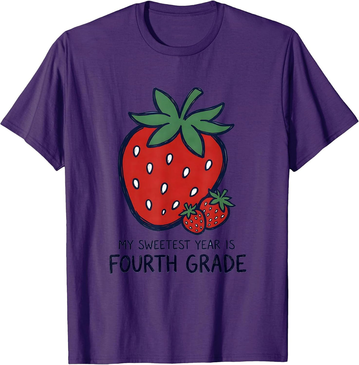 My Sweetest Year Is Fourth Grade Whimsical Teacher Back T-Shirt - Purple