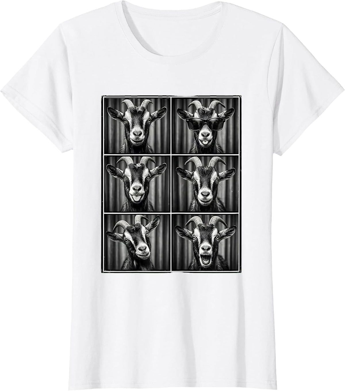 Goat Photobooth Funny Animal Portrait T-Shirt - White