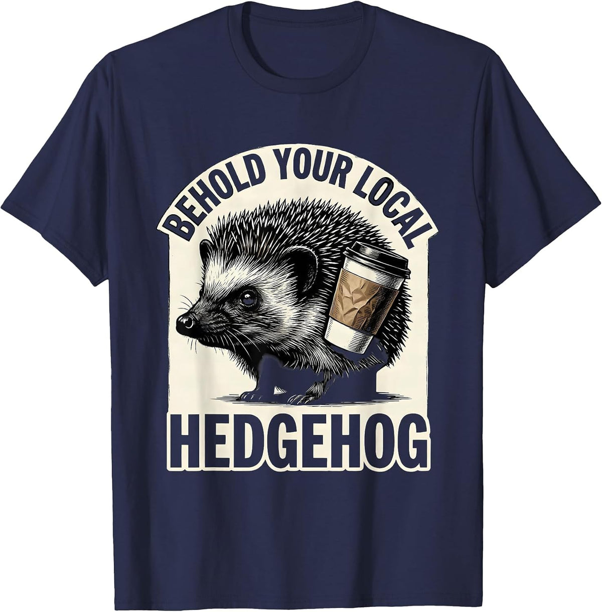 Men's Behold Your Local Hedgehog Funny Halloween Costume Reveal T-Shirt - Navy Blue