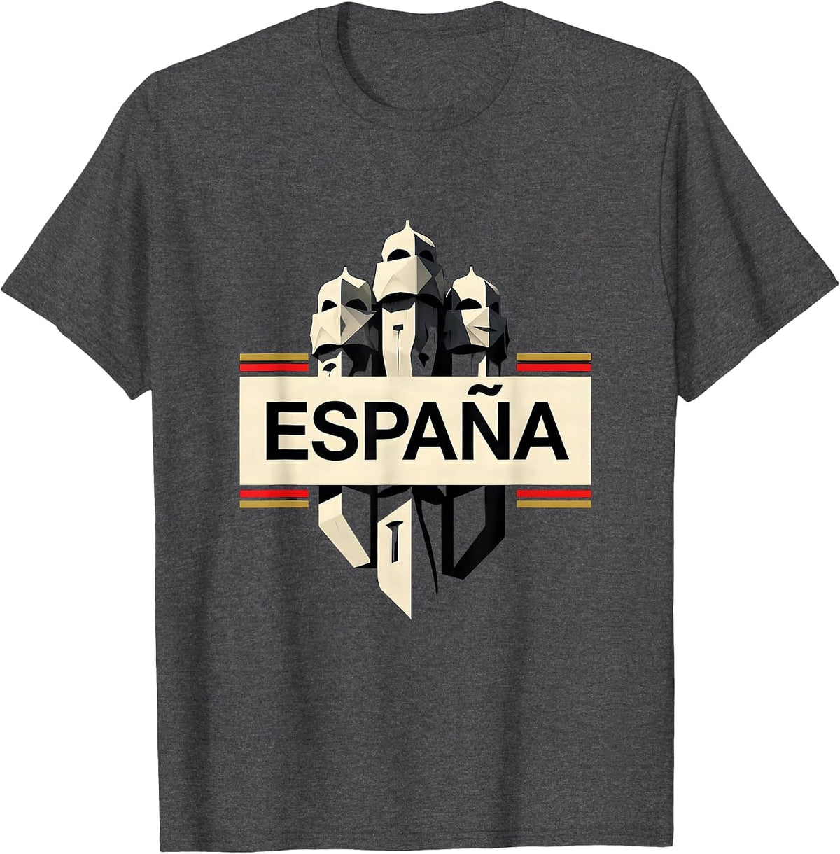 Men's España Geometric Spanish Heritage National Pride Souvenir T-Shirt - Dark Heather Grey