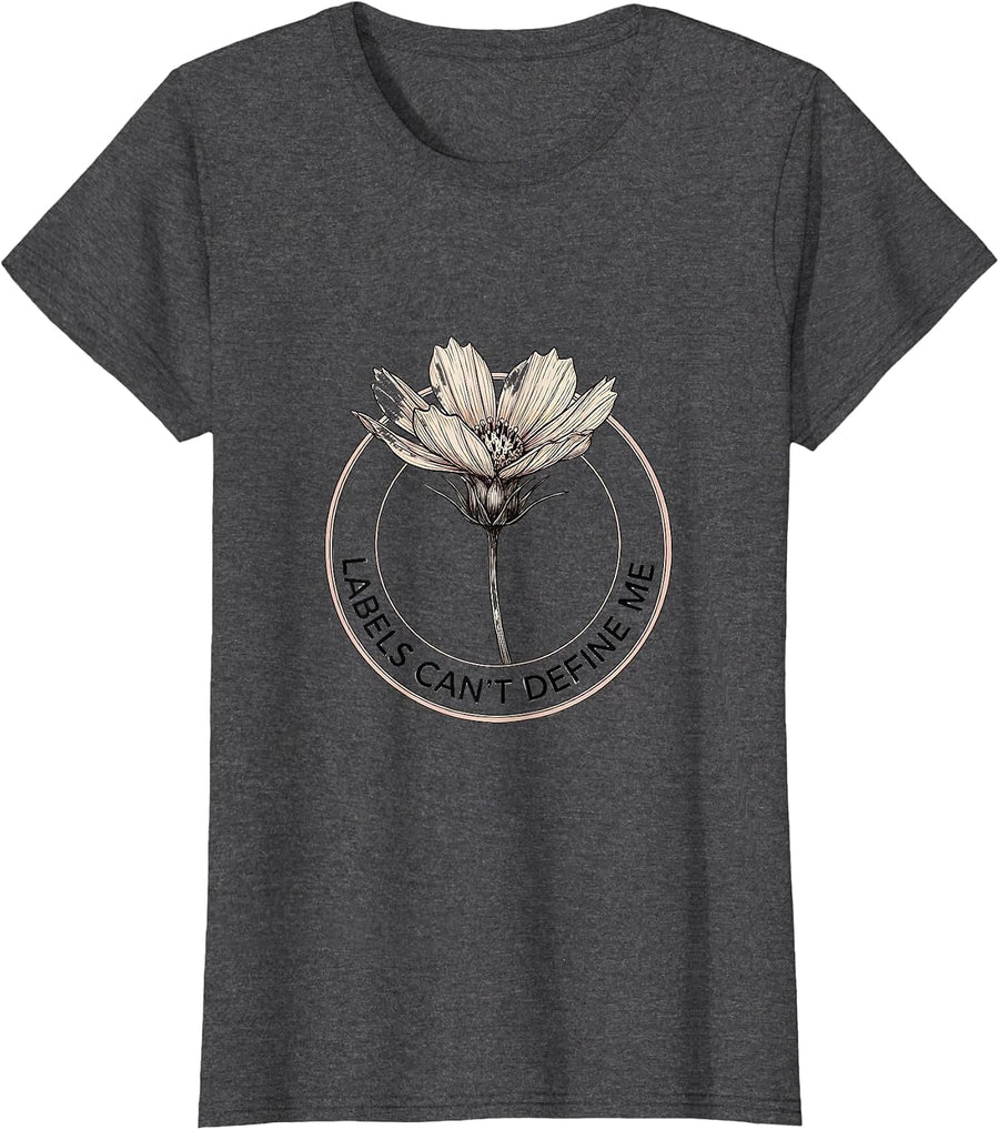 Women's Labels Can't Define Me Dyslexia Awareness Design T-Shirt - Dark Heather Grey