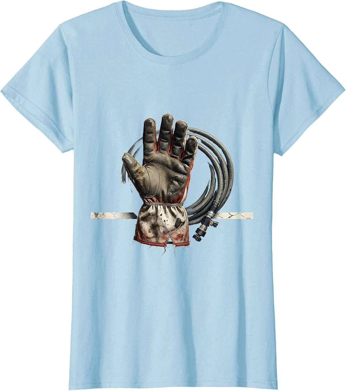 Worn Turnout Glove SCBA Regulator Firefighter Humor T-Shirt - Baby Blue