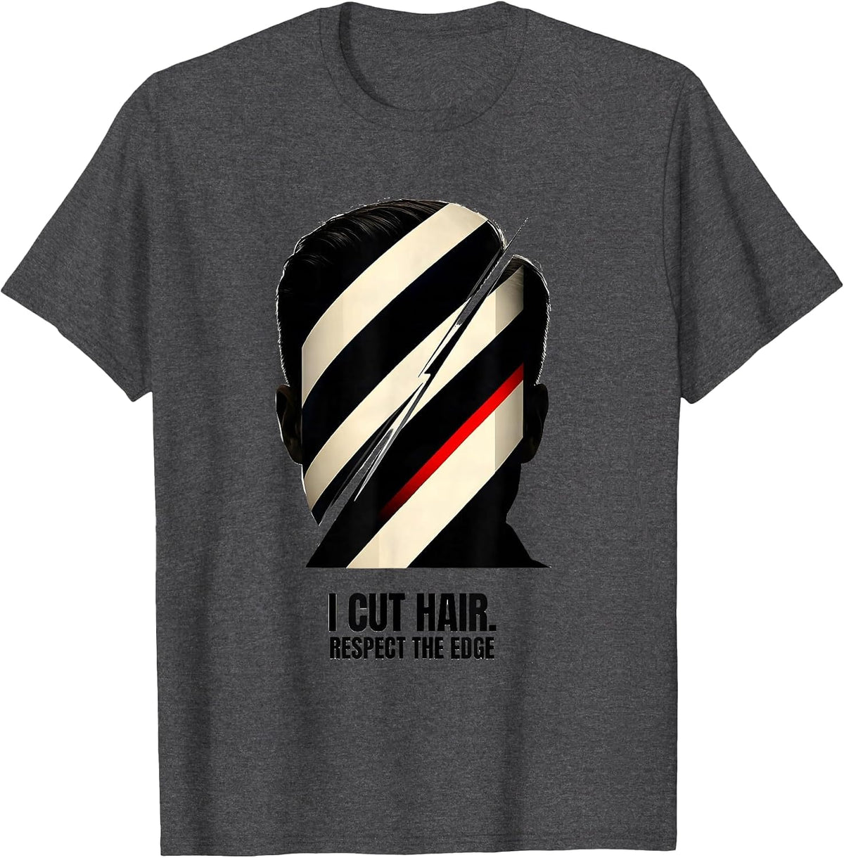 Men's I Cut Hair Respect The Edge Funny Barber Hairstylist Gift T-Shirt - Dark Heather Grey