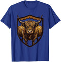 Highland Cow Shield Badge Cute Scottish Humor T-Shirt - Royal Blue