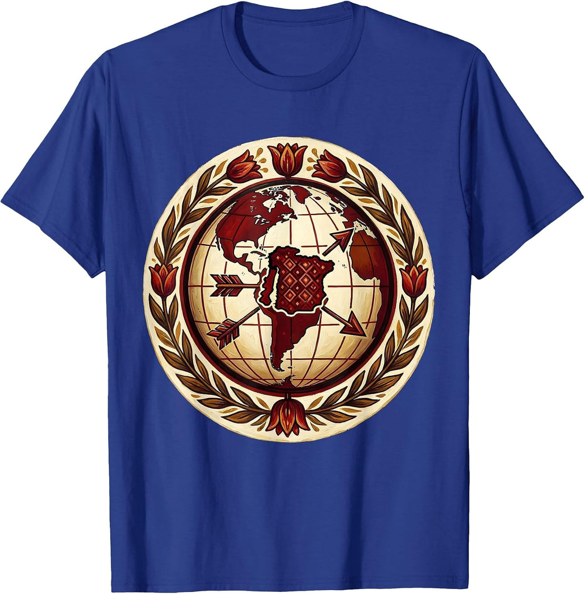Vintage Globe Spanish Teacher Graphic T-Shirt - Royal Blue