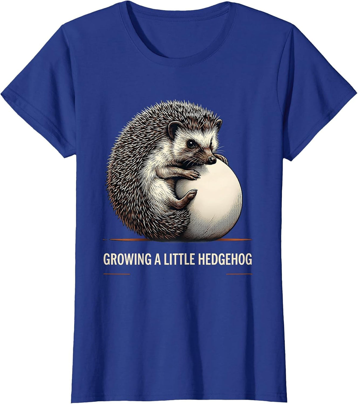 Women's Growing A Little Hedgehog Funny Pregnancy Announcement Mom T-Shirt - Royal Blue
