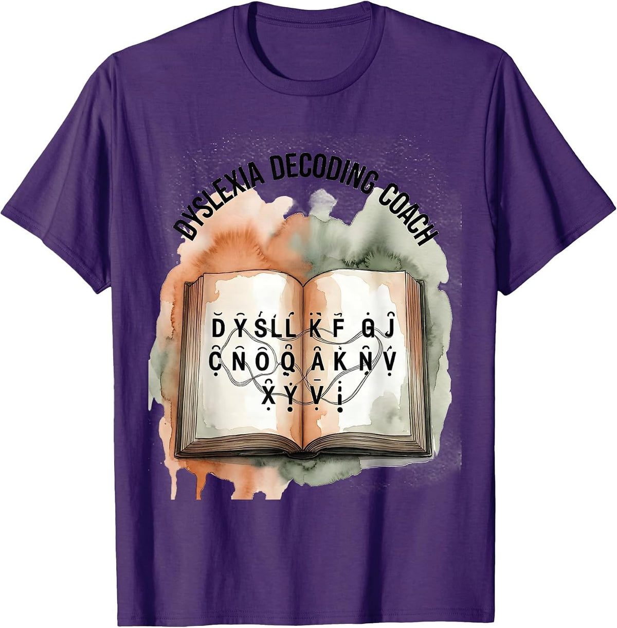 Dyslexia Decoding Coach Watercolor Dyslexia Teacher T-Shirt - Purple
