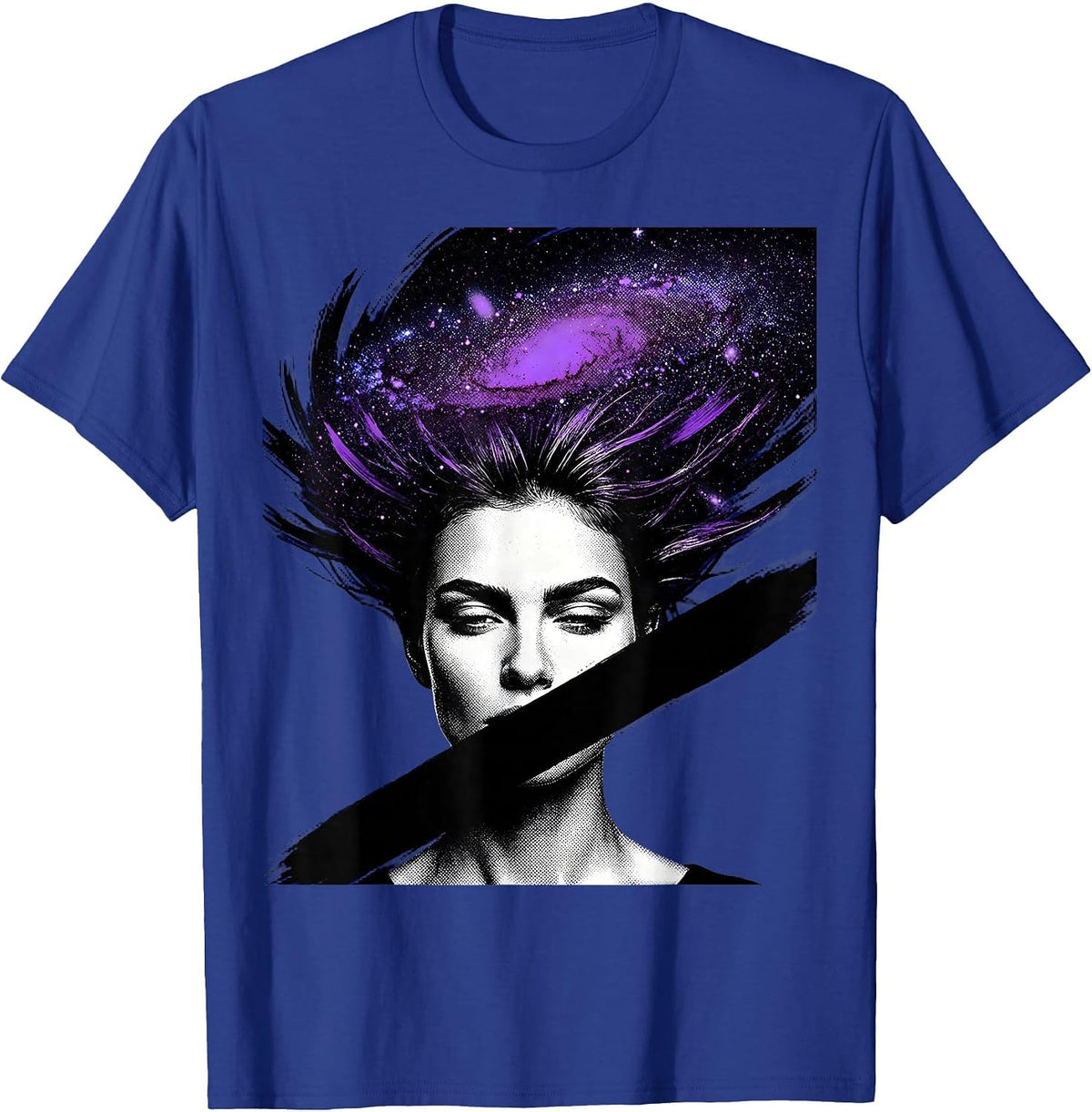 Men's Galaxy Hair Woman Celestial Universe Art T-Shirt - Royal Blue