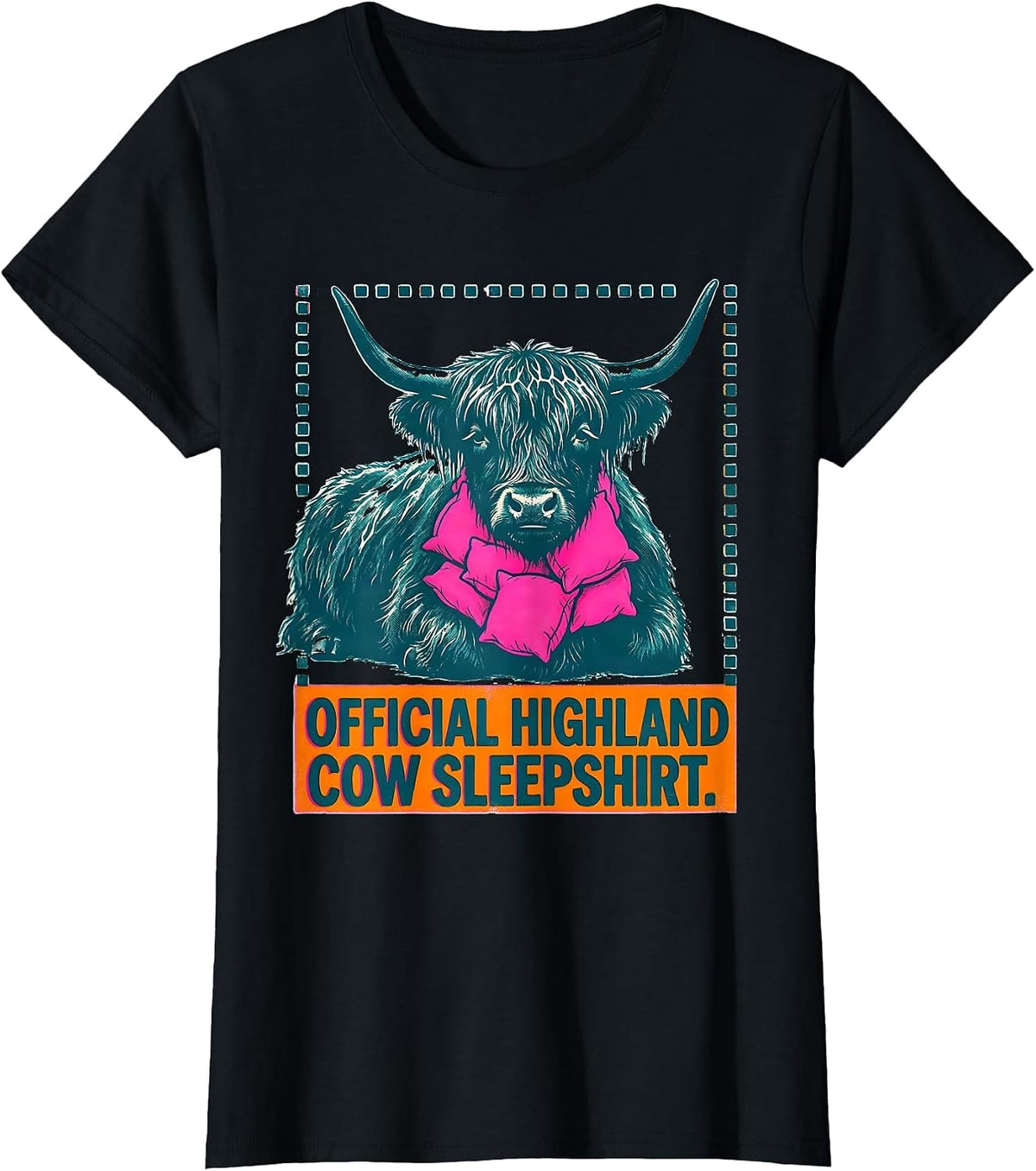 Women's Official Highland Cow Sleepshirt Cozy Pajama Humor T-Shirt - Black