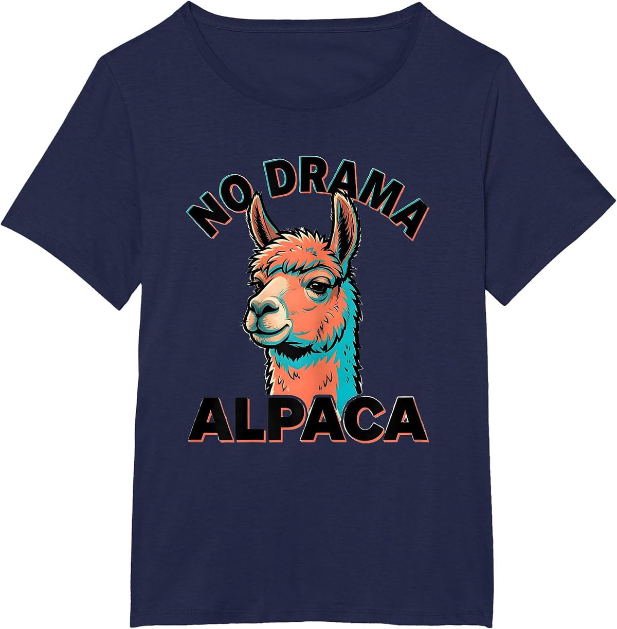 Women's No Drama Alpaca Funny Alpaca Lover Gift Cartoon T-Shirt - Navy Blue