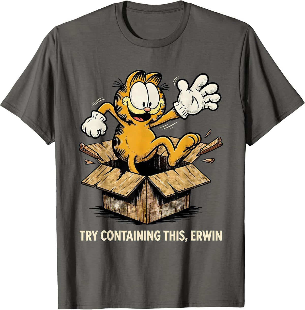 Men's Try Containing This, Erwin Retro Cartoon Quantum Physics T-Shirt - Asphalt Grey