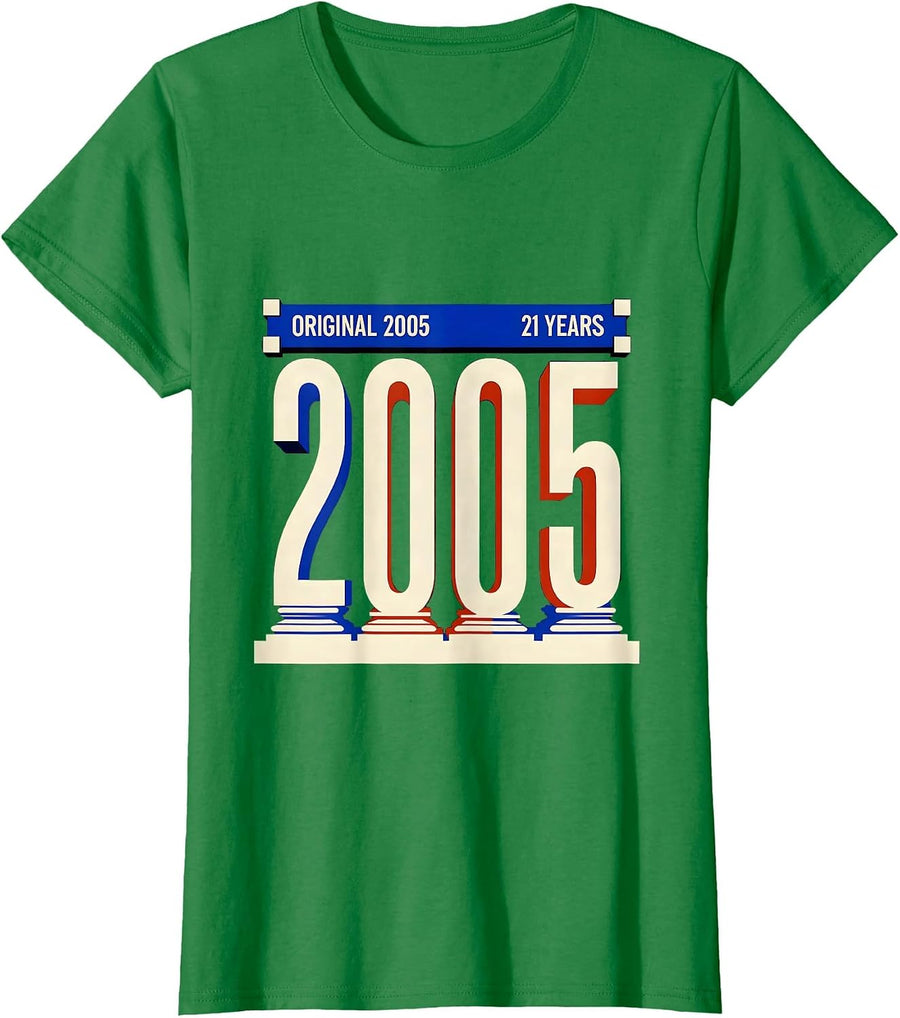 Women's Original 2005 · 21 Years Vintage 21st Birthday Gift T-Shirt - Kelly Green
