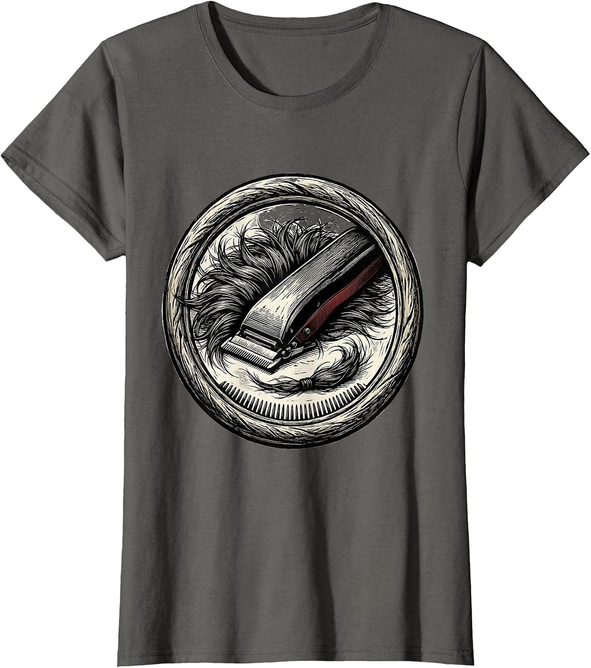 Women's Sealed Clipper Hair Humor Hairdresser Barber Gift T-Shirt - Asphalt Grey