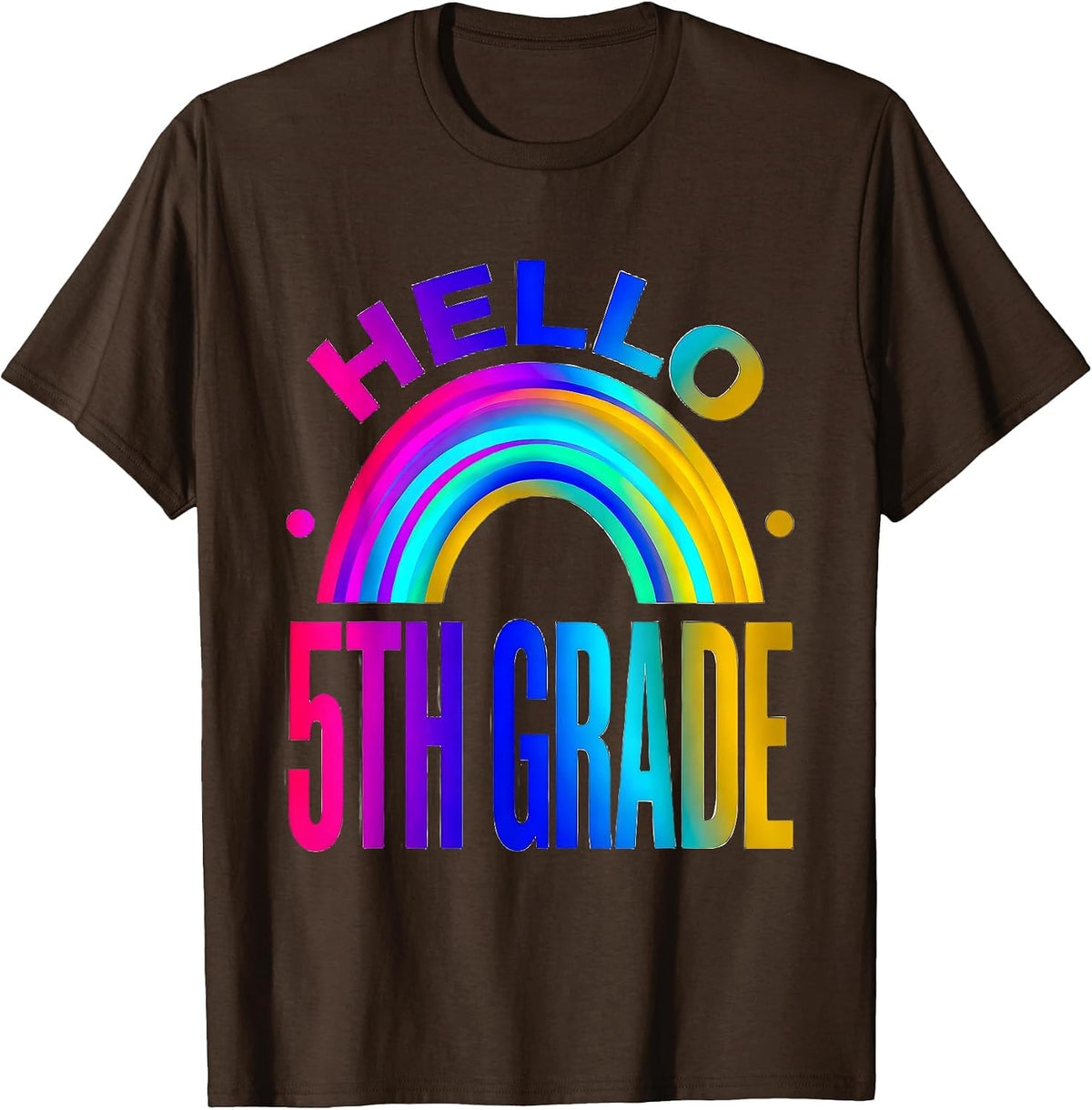 Hello 5th Grade Colorful Fifth Grade Back To School T-Shirt - Brown