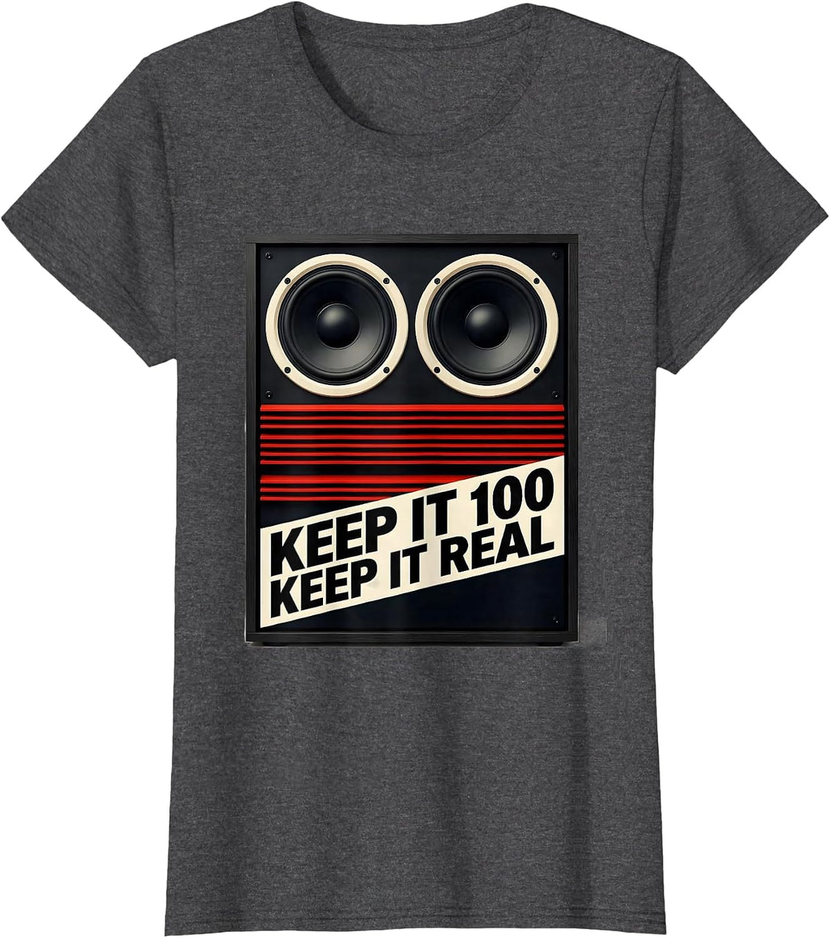 Women's Keep It 100 Keep It Real Vintage DJ Speaker Old School Hip T-Shirt - Dark Heather Grey