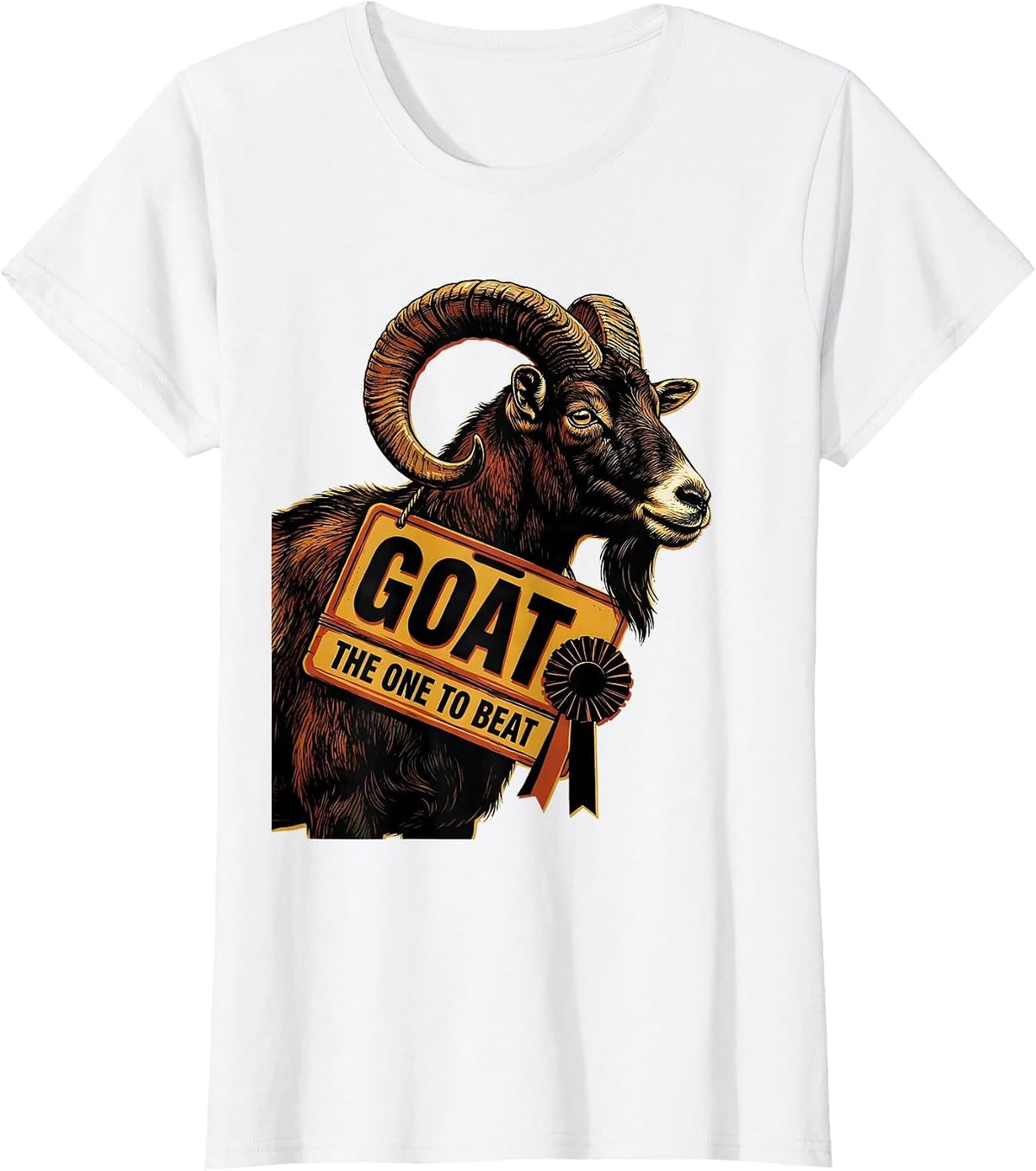 GOAT The One To Beat Funny Goat Lover Farm Animal Humor T-Shirt - White