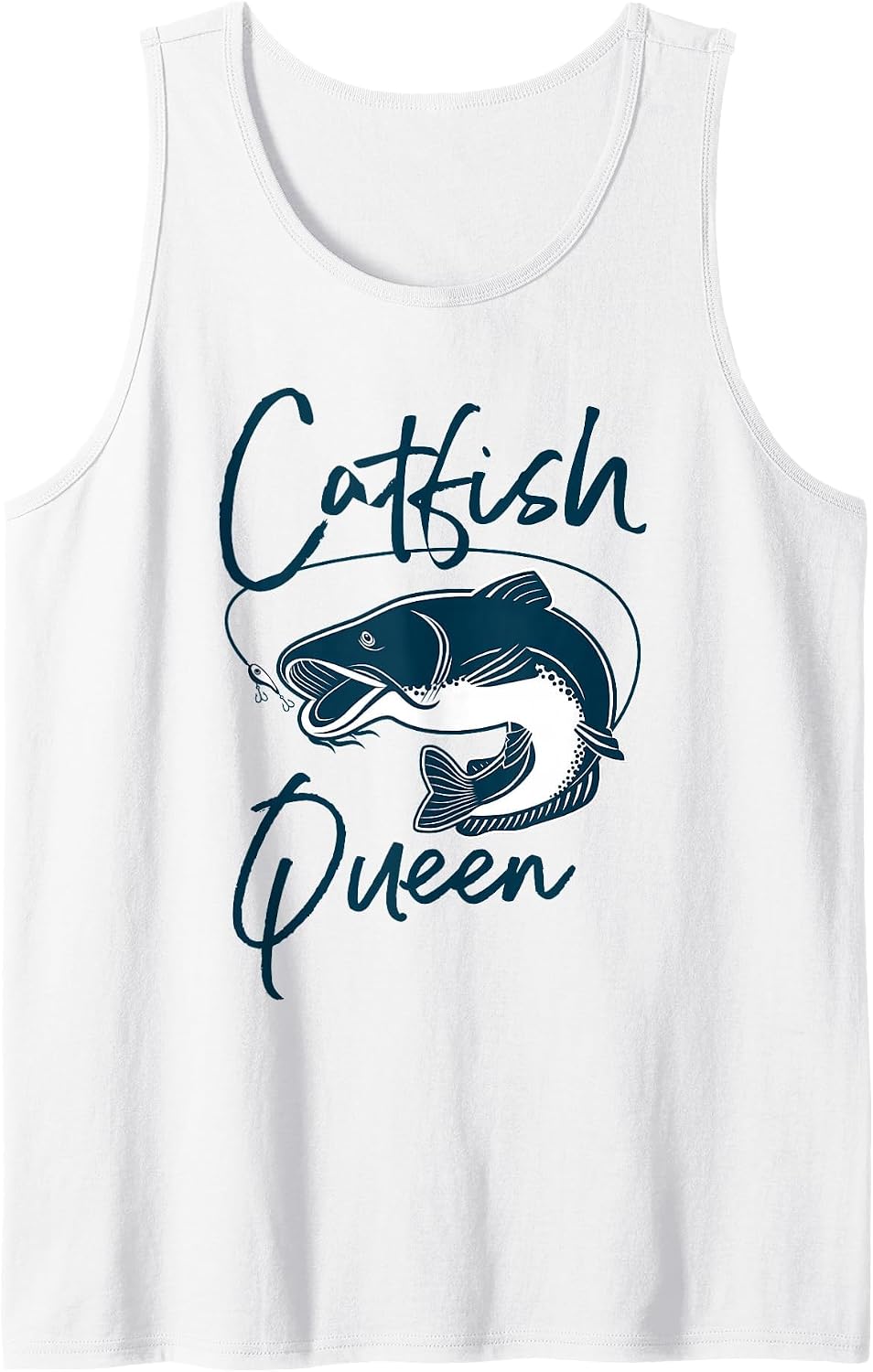 Catfish Queen Fun Fishing Design for Anglers Tank Top - White