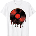 Men's Melting Vinyl Record Surreal Rock Art Design T-Shirt - White