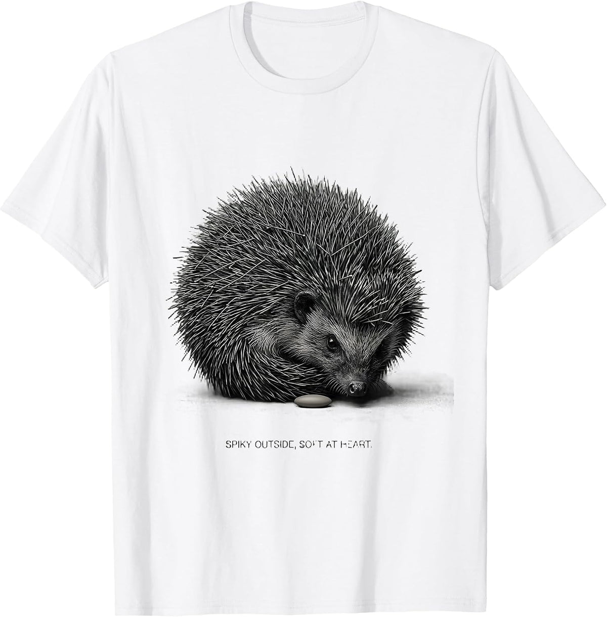Men's Spiky Outside, Soft At Heart Cute Hedgehog Lover Animal T-Shirt - White