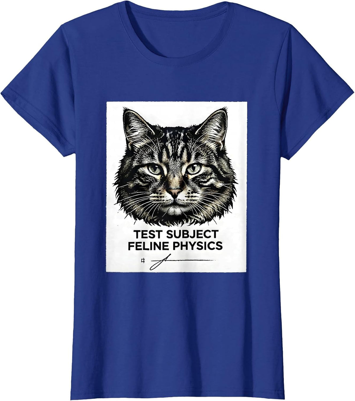Women's Test Subject Feline Physics Funny Cat Science Math Teacher T-Shirt - Royal Blue
