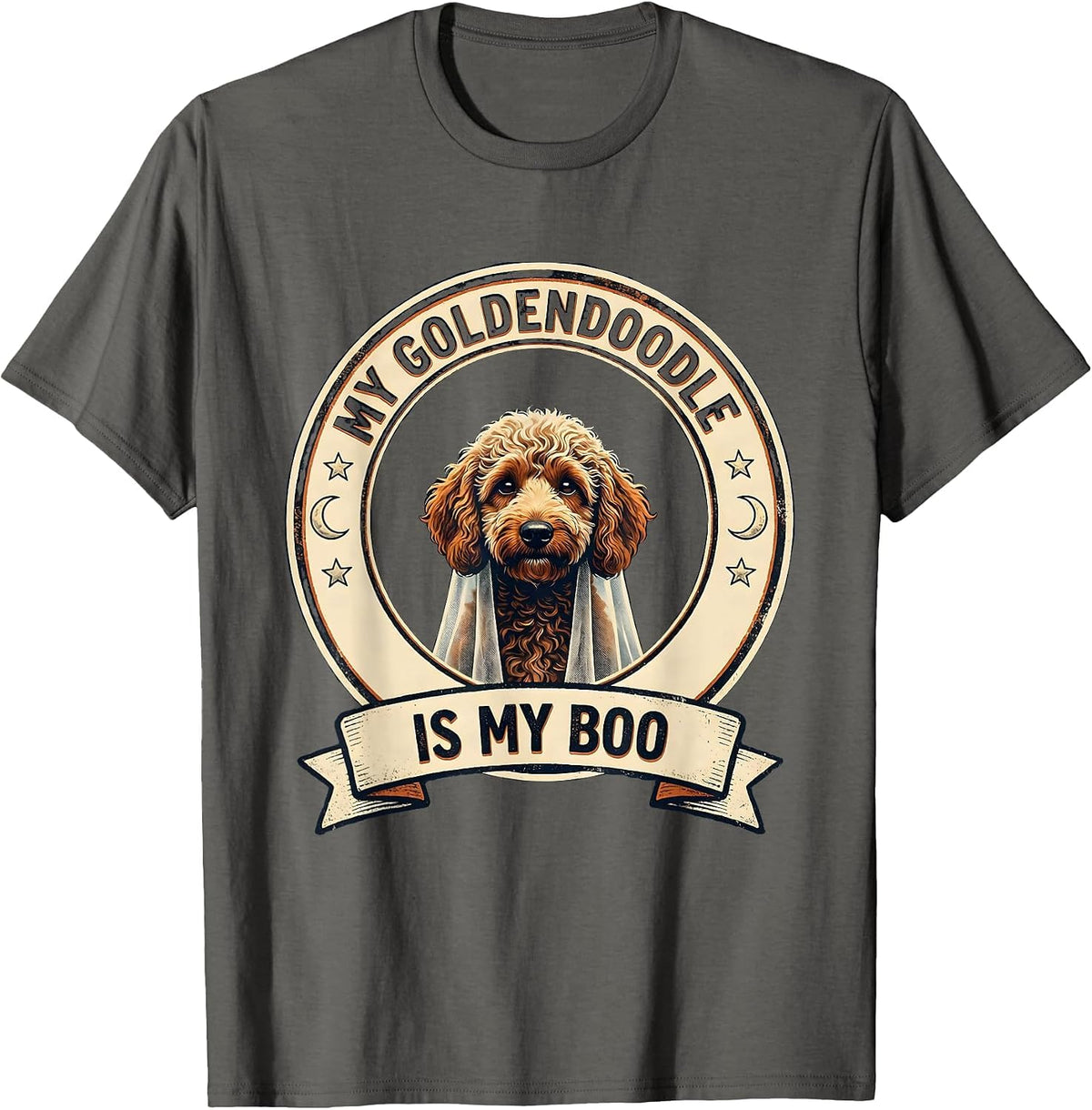 My Goldendoodle Is My Boo Spooky-Cute Halloween Dog Mom T-Shirt - Asphalt Grey