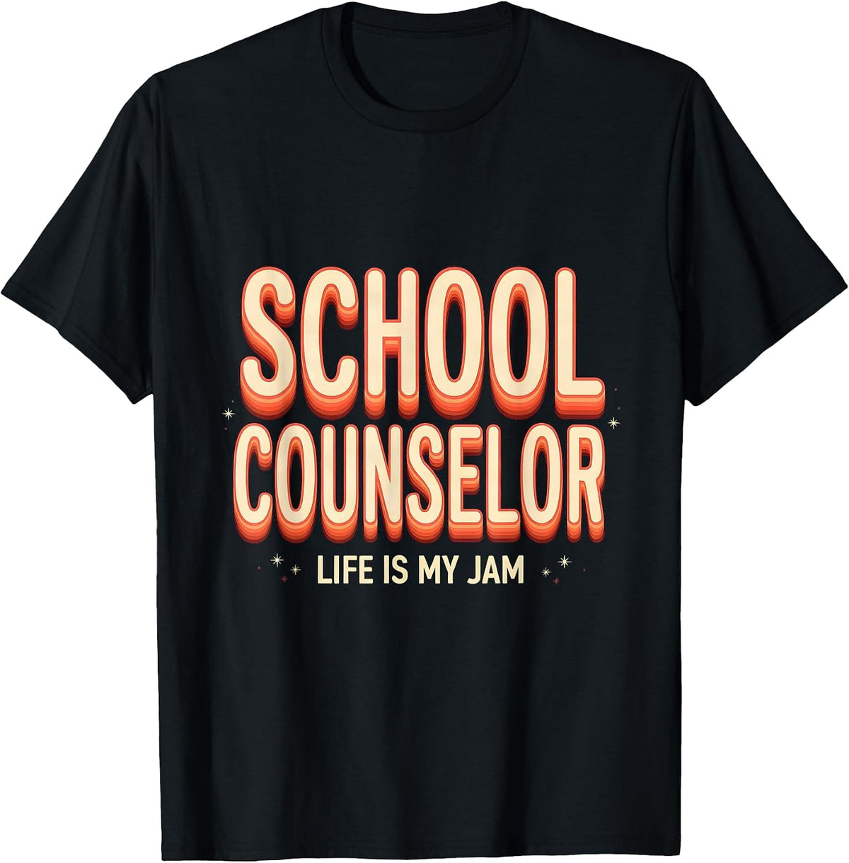 Men's School Counselor Life Is My Jam Groovy Retro Work Pride T-Shirt - Black