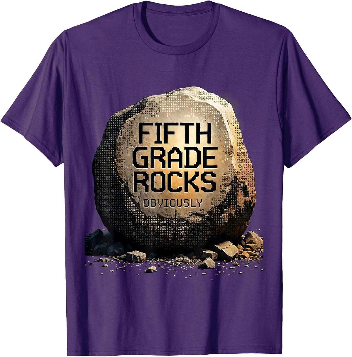 Men's Fifth Grade Rocks Teacher Graphic Design T-Shirt - Purple