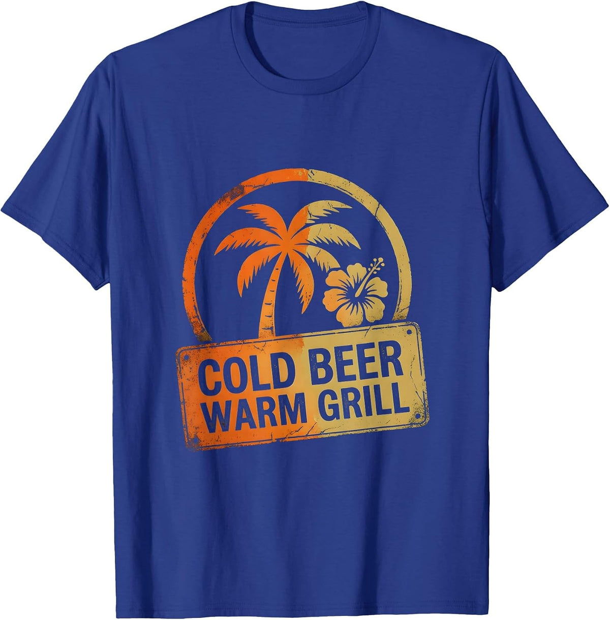 Cold Beer Warm Grill Labor Day BBQ Design T-Shirt - Royal Blue